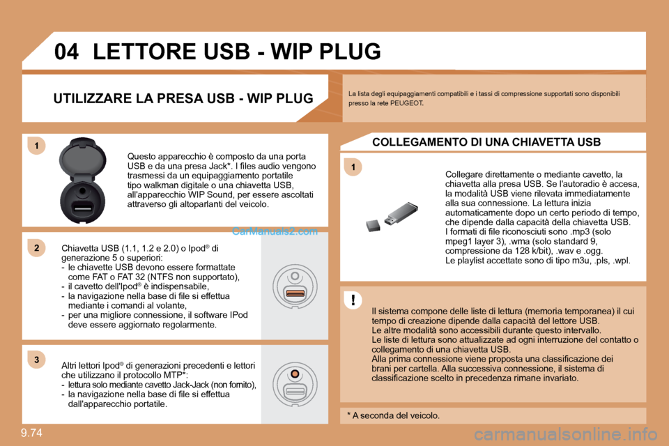 Peugeot Expert VU 2010  Manuale del proprietario (in Italian) 9.74 
11
�0�4
11
�2�2
�3�3
�L�E�T�T�O�R�E� �U�S�B� �-� �W�I�P� �P�L�U�G� 
� � �I�l� �s�i�s�t�e�m�a� �c�o�m�p�o�n�e� �d�e�l�l�e� �l�i�s�t�e� �d�i� �l�e�t�t�u�r�a� �(�m�e�m�o�r�i�a� �t�e�m�p�o�r�a�n�e�a