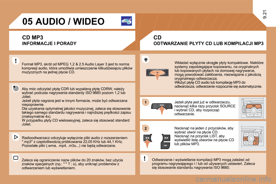 Peugeot Expert VU 2010  Instrukcja Obsługi (in Polish) �1�1
�2�2
�0�5
� � � �W�k�ł�a�d�a�ć� �w�y�ł"�c�z�n�i�e� �o�k�r"�g�ł�e� �p�ł�y�t�y� �k�o�m�p�a�k�t�o�w�e�.� �N�i�e�k�t�ó�r�e� �s�y�s�t�e�m�y� �z�a�p�o�b�i�e�g�a�j"�c�e� �k�o�p�i�o�w�a�n�i�u�,�