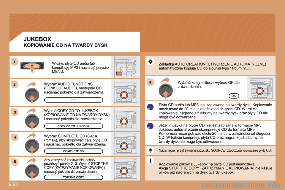 Peugeot Expert VU 2010  Instrukcja Obsługi (in Polish) 9.22 
�2�2
�3�3
�1�1
�5�5
�6�6
�4�4
�C�O�P�Y� �C�D� �T�O� �J�U�K�E�B�O�X
COMPLETE CD
�T�O�P� �T�H�E� �C�O�P�Y
�O�K
� �W�y�b�r�a�ć� �C�O�P�Y� �C�D� �T�O� �J�U�K�E�B�O�X� �(�K�O�P�I�O�W�A�N�I�E� �C�D� 