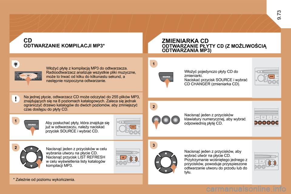 Peugeot Expert VU 2010  Instrukcja Obsługi (in Polish) �1�1
�2�2
�1�1
�2�2
�3�3
9.73
� �W�ł�oG�y�ć� �p�ł�y�t� �z� �k�o�m�p�i�l�a�c�j"� �M�P�3� �d�o� �o�d�t�w�a�r�z�a�c�z�a�.� � �R�a�d�i�o�o�d�t�w�a�r�z�a�c�z� �a�n�a�l�i�z�u�j�e� �w�s�z�y�s�t�k�i�e�