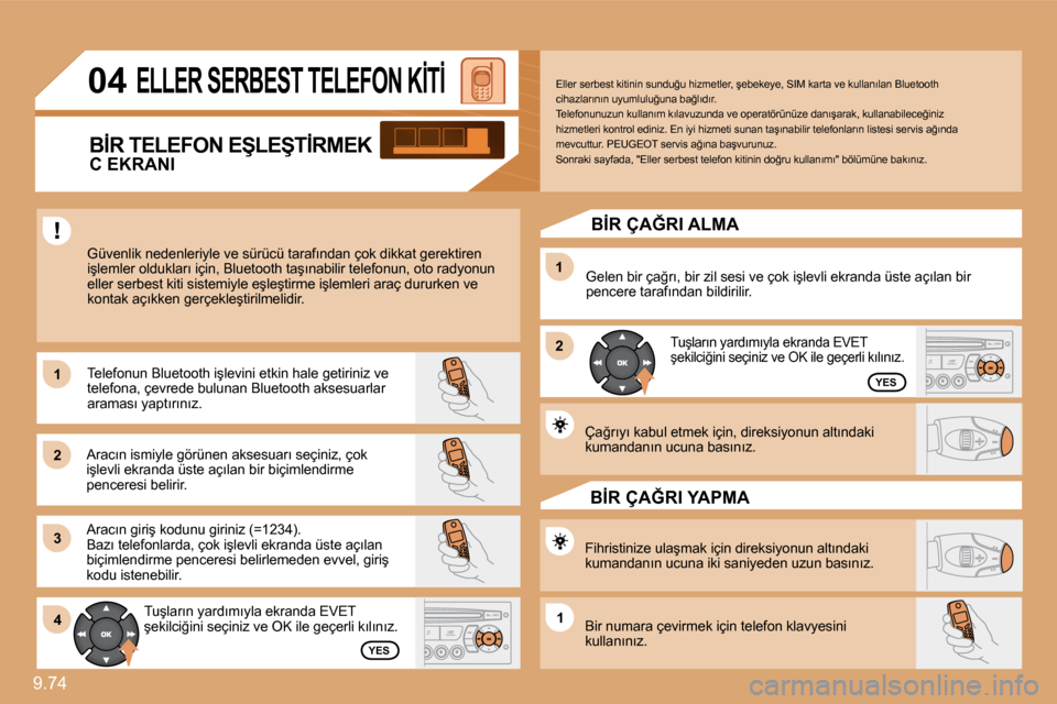 Peugeot Expert VU 2009  Kullanım Kılavuzu (in Turkish) 9.74 
�1�1
�2�2
�3�3
�1�1
�2�2
�4�4�1�1
�0�4� �E�L�L�E�R� �S�E�R�B�E�S�T� �T�E�L�E�F�O�N� �K�İ�T�İ� 
� �G�ü�v�e�n�l�i�k� �n�e�d�e�n�l�e�r�i�y�l�e� �v�e� �s�ü�r�ü�c�ü� �t�a�r�a�f�ı�n�d�a�n� �ç�