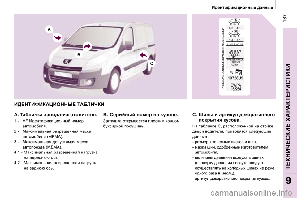 Peugeot Expert VU 2007  Инструкция по эксплуатации (in Russian) �A
�B
�C
�B�a�r 
�B�a�r�3�.�6 �4�.�0 
�3�.�6 �4�.�0
�2�1�5�/�6�0� �R�1�6�C� �1�0�9� � �M�I�C�H�E�L�I�N 
�A�G�I�L�I�S� �5�1
� � �B�R�I�D�G�E�S
�E� �R�4�1�0
� � �P�R�E�S�S�I�O�N� �R�O�U�E �S�E�C�O�U�R�S