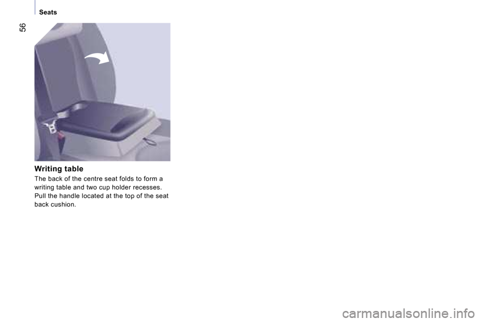 Peugeot Expert VU Dag 2007 Repair Manual �5�6
�S�e�a�t�s
�W�r�i�t�i�n�g� �t�a�b�l�e
�T�h�e� �b�a�c�k� �o�f� �t�h�e� �c�e�n�t�r�e� �s�e�a�t� �f�o�l�d�s� �t�o� �f�o�r�m� �a�  
�w�r�i�t�i�n�g� �t�a�b�l�e� �a�n�d� �t�w�o� �c�u�p� �h�o�l�d�e�r� �