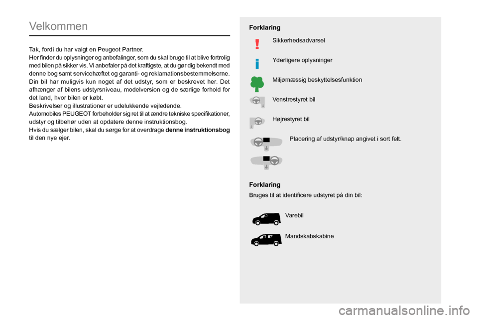 Peugeot Partner 2020  Instruktionsbog (in Danish)   
 
 
 
 
 
  
  
   
   
 
  
 
  
 
 
 
   
 
 
  
Velkommen
Tak, fordi du har valgt en Peugeot Partner.
002B
0050004800470003
004700480051005100480003
0027004C00510003
00440049
004700480057
0025
0