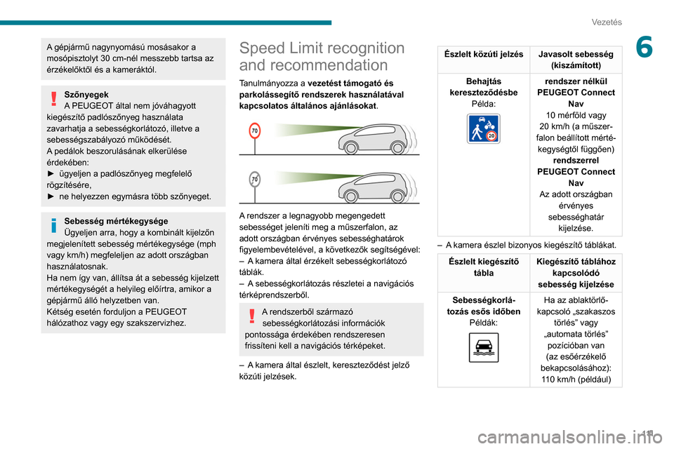 Peugeot Partner 2020 Kezelési útmutató (in Hungarian) 111
Vezetés
6A gépjármű nagynyomású mosásakor a
mosópisztolyt 30 cm-nél messzebb tartsa az
érzékelőktől és a kameráktól.
Szőnyegek
A PEUGEOT által nem jóváhagyott
kiegészítő Peugeot Partner 2020 Kezelési útmutató (in Hungarian) 111
Vezetés
6A gépjármű nagynyomású mosásakor a
mosópisztolyt 30 cm-nél messzebb tartsa az
érzékelőktől és a kameráktól.
Szőnyegek
A PEUGEOT által nem jóváhagyott
kiegészítő