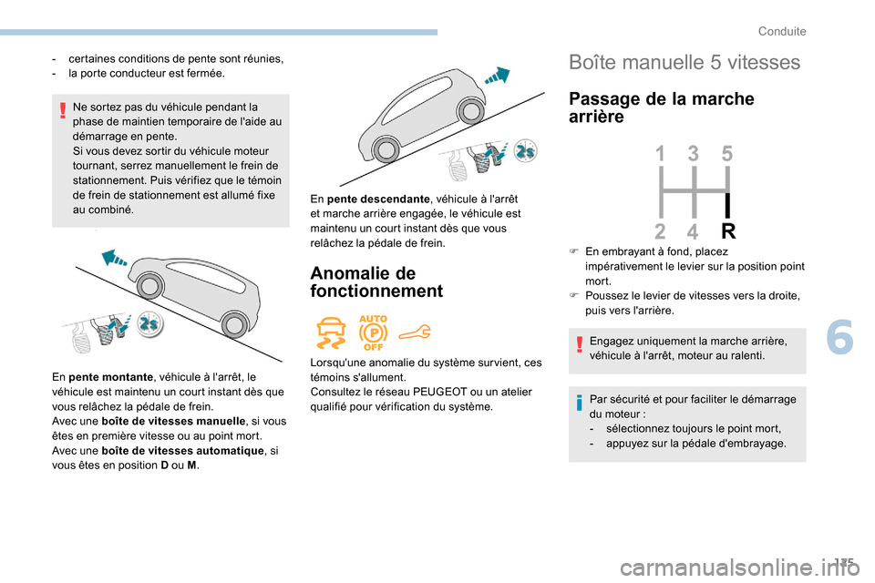 Peugeot Partner 2019 Manuel du propriétaire (in French) 125
Ne sortez pas du véhicule pendant la
phase de maintien temporaire de laide au
démarrage en pente.
Si vous devez sortir du véhicule moteur
tournant, serrez manuellement le frein de
stationn Peugeot Partner 2019 Manuel du propriétaire (in French) 125
Ne sortez pas du véhicule pendant la
phase de maintien temporaire de laide au
démarrage en pente.
Si vous devez sortir du véhicule moteur
tournant, serrez manuellement le frein de
stationn