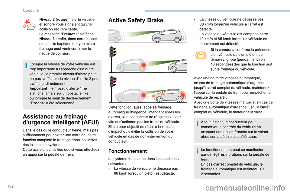 Peugeot Partner 2019 Manuel du propriétaire (in French) 152
Lorsque la vitesse de votre véhicule est
trop importante à lapproche dun autre
véhicule, le premier niveau dalerte peut
ne pas safficher : le niveau dalerte 2 peut
safficher direct Peugeot Partner 2019 Manuel du propriétaire (in French) 152
Lorsque la vitesse de votre véhicule est
trop importante à lapproche dun autre
véhicule, le premier niveau dalerte peut
ne pas safficher : le niveau dalerte 2 peut
safficher direct