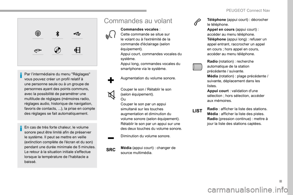 Peugeot Partner 2019  Manuel du propriétaire (in French) 3
Par l’intermédiaire du menu "Réglages" 
vous pouvez créer un profil relatif à 
une personne seule ou à un groupe de 
personnes ayant des points communs, 
avec la possibilité de paramétrer u