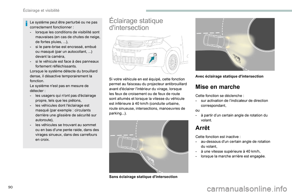 Peugeot Partner 2019 Manuel du propriétaire (in French) 90
Le système peut être perturbé ou ne pas
correctement fonctionner :
-
l
orsque les conditions de visibilité sont
mauvaises (en cas de chutes de neige,
de fortes pluies,
...),
-
s
i le Peugeot Partner 2019 Manuel du propriétaire (in French) 90
Le système peut être perturbé ou ne pas
correctement fonctionner :
-
l
orsque les conditions de visibilité sont
mauvaises (en cas de chutes de neige,
de fortes pluies,
...),
-
s
i le