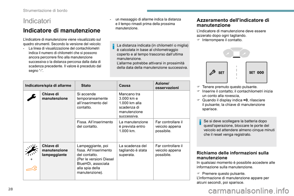 Peugeot Partner 2019  Manuale del proprietario (in Italian) 28
Indicatori
Indicatore di manutenzione
L’indicatore di manutenzione viene visualizzato sul 
quadro strumenti. Secondo la versione del veicolo:
- 
L
 a linea di visualizzazione del contachilometri 