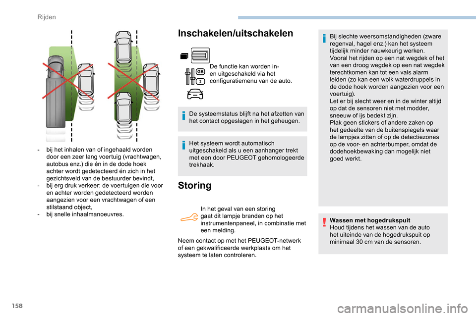Peugeot Partner 2019 Handleiding (in Dutch) 158
Inschakelen/uitschakelen
De functie kan worden in-
en uitgeschakeld via het
configuratiemenu van de auto.
De systeemstatus blijft na het afzetten van
het contact opgeslagen in het geheugen.
Het Peugeot Partner 2019 Handleiding (in Dutch) 158
Inschakelen/uitschakelen
De functie kan worden in-
en uitgeschakeld via het
configuratiemenu van de auto.
De systeemstatus blijft na het afzetten van
het contact opgeslagen in het geheugen.
Het