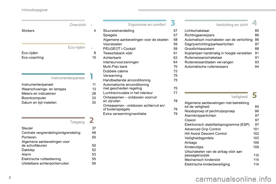 Peugeot Partner 2019  Handleiding (in Dutch) 2
.
.
Instrumentenpaneel 11
Waarschuwings- en lampjes 1 3
Meters en indicatoren
 2

8
Boordcomputer
 3

3
Datum en tijd instellen
 
3
 5
Sleutel
 

37
Centrale vergrendeling/ontgrendeling
 4

8
Portie