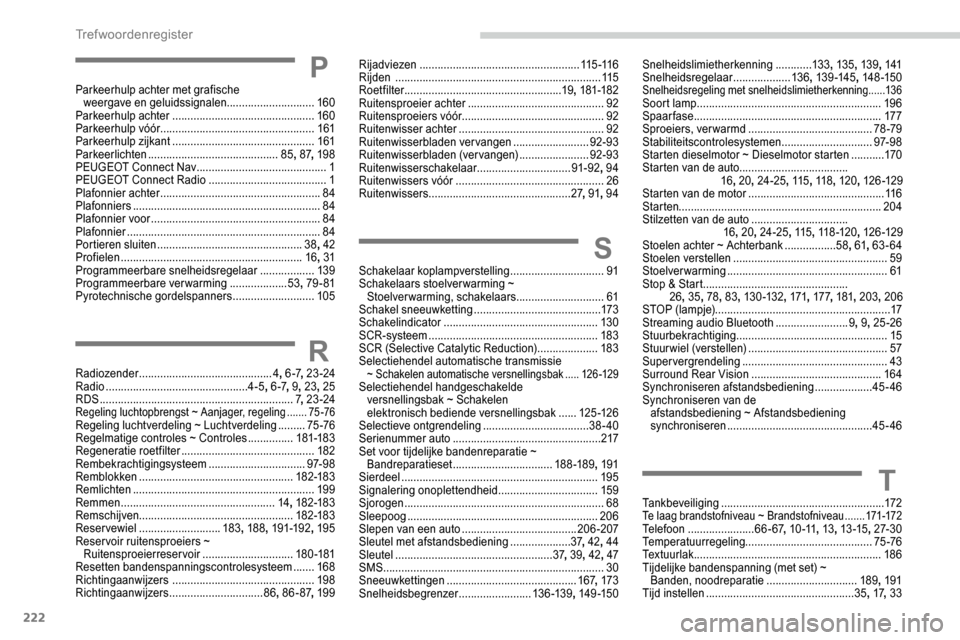 Peugeot Partner 2019 Handleiding (in Dutch) 222
PParkeerhulp achter met grafische weergave en geluidssignalen .............................160
Parkeerhulp achter
............................................... 160
Parkeerhulp vóór
..... Peugeot Partner 2019 Handleiding (in Dutch) 222
PParkeerhulp achter met grafische weergave en geluidssignalen .............................160
Parkeerhulp achter
............................................... 160
Parkeerhulp vóór
.....