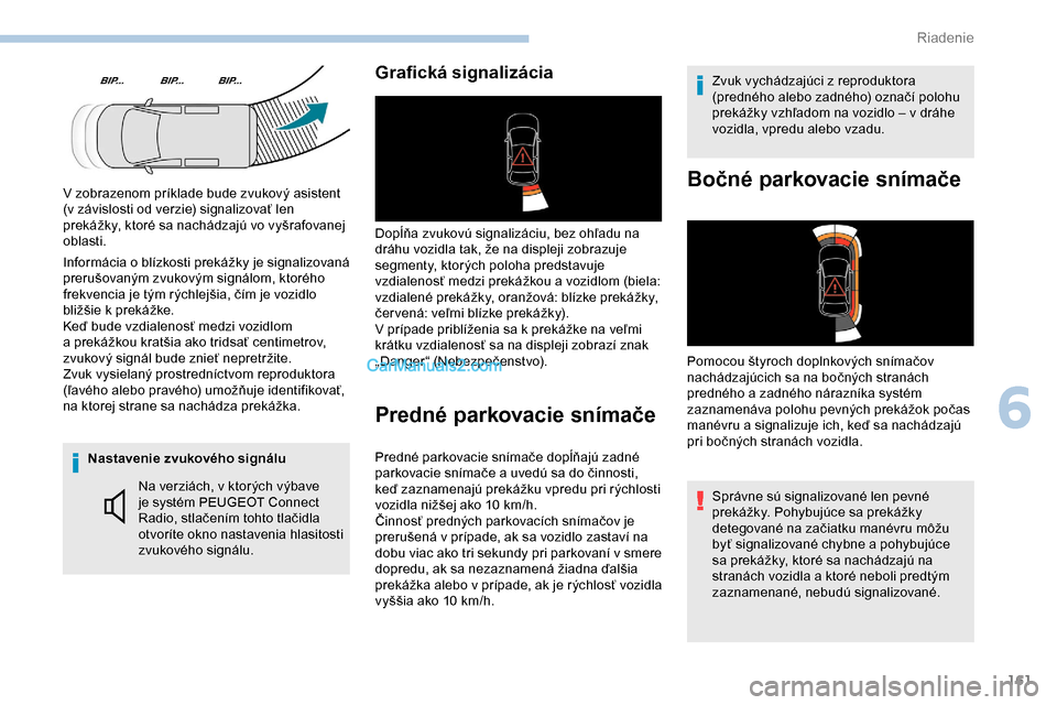 Peugeot Partner 2019 Užívateľská príručka (in Slovak) 161
Nastavenie zvukového signáluNa verziách, v ktorých výbave
je systém PEUGEOT Connect
Radio, stlačením tohto tlačidla
otvoríte okno nastavenia hlasitosti
zvukového signálu.
Grafická Peugeot Partner 2019 Užívateľská príručka (in Slovak) 161
Nastavenie zvukového signáluNa verziách, v ktorých výbave
je systém PEUGEOT Connect
Radio, stlačením tohto tlačidla
otvoríte okno nastavenia hlasitosti
zvukového signálu.
Grafická