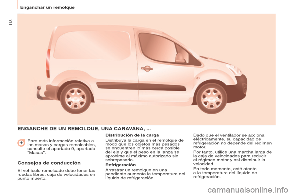Peugeot Partner 2017 Manual del propietario (in Spanish) 11 8
Enganchar un remolque
Partner-2-VU_es_Chap06_Accessoire_ed02-2016
Para más información relativa a
las masas y cargas remolcables,
consulte el apartado 9, apartado
"Masas".
ENGANChE DE UN REM Peugeot Partner 2017 Manual del propietario (in Spanish) 11 8
Enganchar un remolque
Partner-2-VU_es_Chap06_Accessoire_ed02-2016
Para más información relativa a
las masas y cargas remolcables,
consulte el apartado 9, apartado
"Masas".
ENGANChE DE UN REM