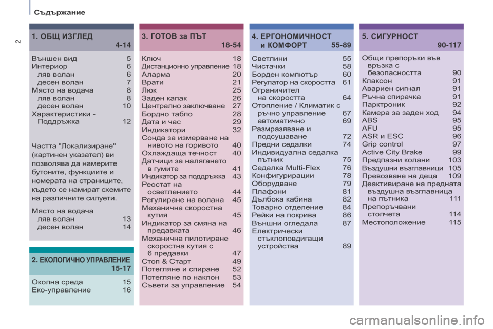 Peugeot Partner 2017  Ръководство за експлоатация (in Bulgarian) 2
Съдържание
Partner-2-VU_bg_Chap00a_Sommaire_ed02-2016
Ключ 18Дистанционно управление 18
Ала
рма
 20
Вра
ти
 
21
Люк 25
Заде

н капак
 26
�