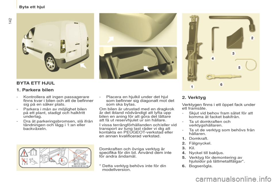 Peugeot Partner 2015 Ägarmanual (in Swedish) 142
Partner-2-VU_sv_Chap08_Aide-rapide_ed01-2015
1. Parkera bilen
- Kontrollera att ingen passagerare
finns kvar i bilen och att de befinner
sig på en säker plats.
-
Parkera i mån av möjlig
h Peugeot Partner 2015 Ägarmanual (in Swedish) 142
Partner-2-VU_sv_Chap08_Aide-rapide_ed01-2015
1. Parkera bilen
- Kontrollera att ingen passagerare
finns kvar i bilen och att de befinner
sig på en säker plats.
-
Parkera i mån av möjlig
h
