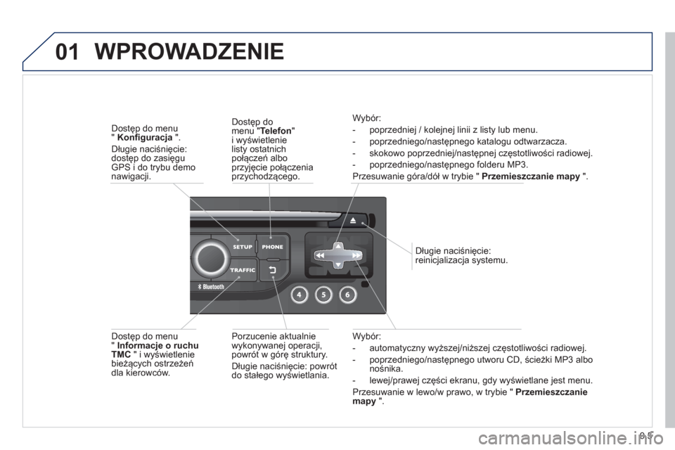 Peugeot Partner 2012 Instrukcja Obsługi (in Polish) 9.5
01
Wybór:
- automat
yczny wyższej/niższej częstotliwości radiowej.
- poprzednie
go/następnego utworu CD, ścieżki MP3 albo nośnika.
- lewej
/prawej części ekranu, gdy wyświetlane je Peugeot Partner 2012 Instrukcja Obsługi (in Polish) 9.5
01
Wybór:
- automat
yczny wyższej/niższej częstotliwości radiowej.
- poprzednie
go/następnego utworu CD, ścieżki MP3 albo nośnika.
- lewej
/prawej części ekranu, gdy wyświetlane je