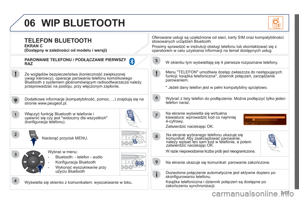 Peugeot Partner 2012  Instrukcja Obsługi (in Polish) 9.73
06WIP BLUETOOTH 
   
Ze względ