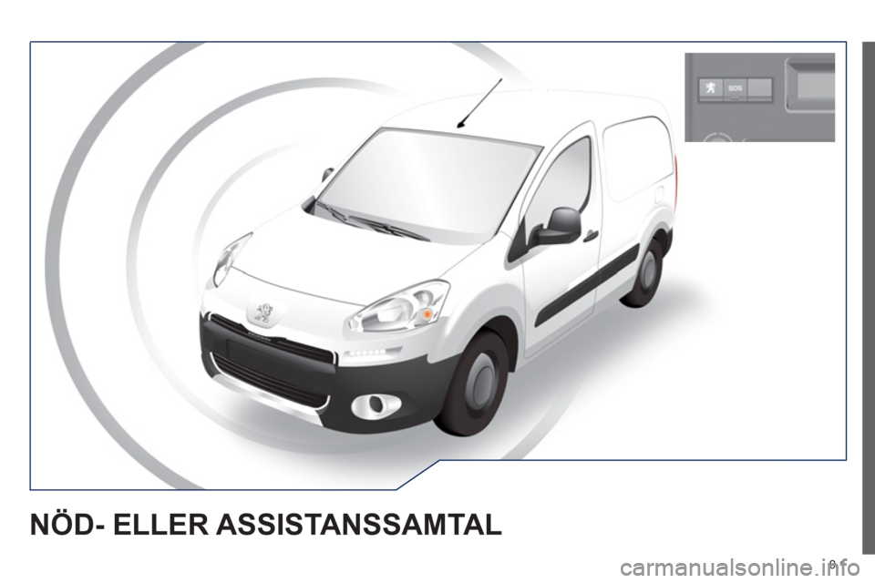 Peugeot Partner 2012 Ägarmanual (in Swedish) 9.1
NÖD- ELLER ASSISTANSSAMTAL Peugeot Partner 2012 Ägarmanual (in Swedish) 9.1
NÖD- ELLER ASSISTANSSAMTAL