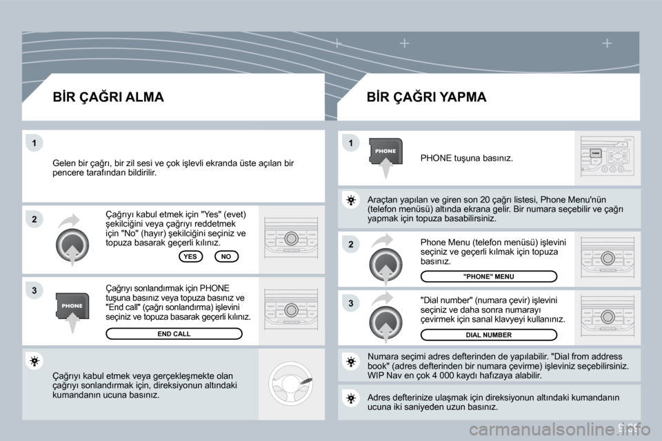 Peugeot Partner 2010  Kullanım Kılavuzu (in Turkish) �2
�3
�1�1
�2
�3
9.39
� �Ç�a�ğ�r�ı�y�ı� �k�a�b�u�l� �e�t�m�e�k� �v�e�y�a� �g�e�r�ç�e�k�l�e�ş�m�e�k�t�e� �o�l�a�n� �ç�a�ğ�r�ı�y�ı� �s�o�n�l�a�n�d�ı�r�m�a�k� �i�ç�i�n�,� �d�i�r�e�k�s�i�y�o�n