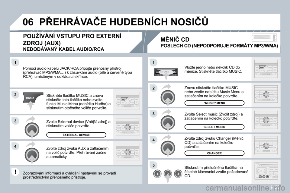 Peugeot Partner 2010  Návod k obsluze (in Czech) �1
�2
�3
�4
�1
�4
�0�6
�2
�3
�5
9.37
� �P�o�m�o�c�í� �a�u�d�i�o� �k�a�b�e�l�u� �J�A�C�K�/�R�C�A� �p9�i�p�o�j�t�e� �p9�e�n�o�s�n�ý� �p9�í�s�t�r�o�j� � �P�o�m�o�c�í� �a�u�d�i�o� �k�a�b�e�l�u� �J�