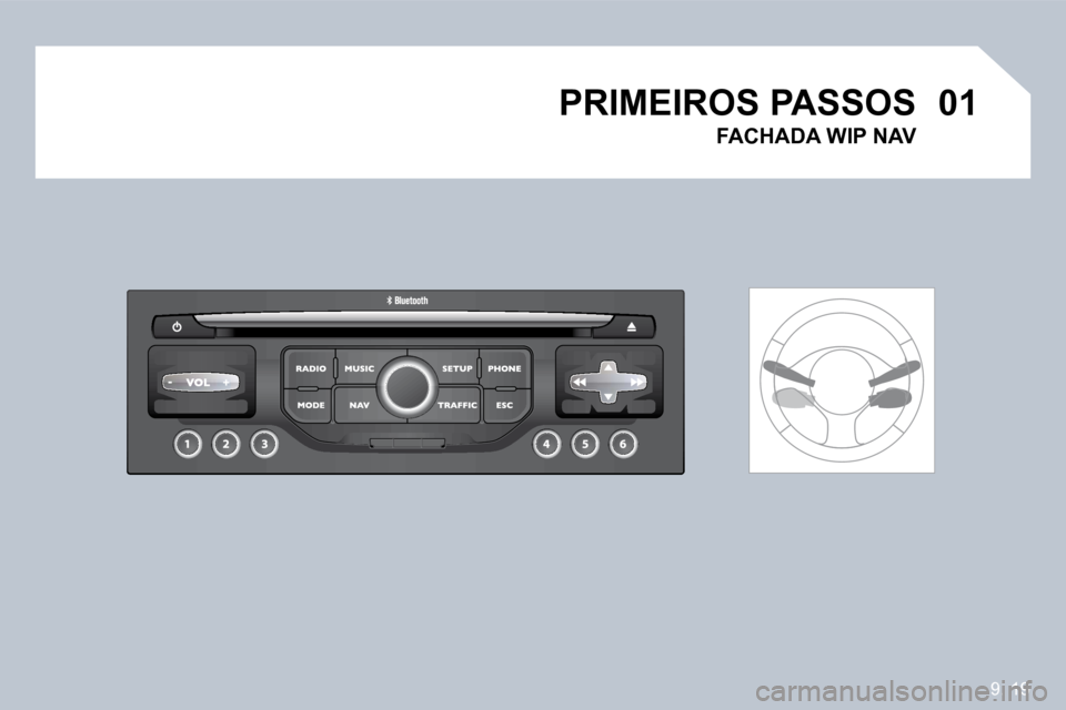 Peugeot Partner 2009  Manual do proprietário (in Portuguese) 9. 19
�0�1�0�1 PRIMEIROS PASSOS 
  FACHADA WIP NAV      