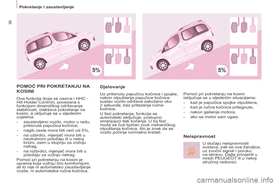 Peugeot Partner Tepee 2017 Vodič za korisnike (in Croatian) 56
Partner2VP_hr_Chap03_Pret-a-partir_ed02-2016Partner2VP_hr_Chap03_Pret-a-partir_ed02-2016
POMOĆ PRI POKRETANJU NA
KOSINI
Ova funkcija (koja se naziva i HHC -
Hill Holder Control), povezana s
fu Peugeot Partner Tepee 2017 Vodič za korisnike (in Croatian) 56
Partner2VP_hr_Chap03_Pret-a-partir_ed02-2016Partner2VP_hr_Chap03_Pret-a-partir_ed02-2016
POMOĆ PRI POKRETANJU NA
KOSINI
Ova funkcija (koja se naziva i HHC -
Hill Holder Control), povezana s
fu