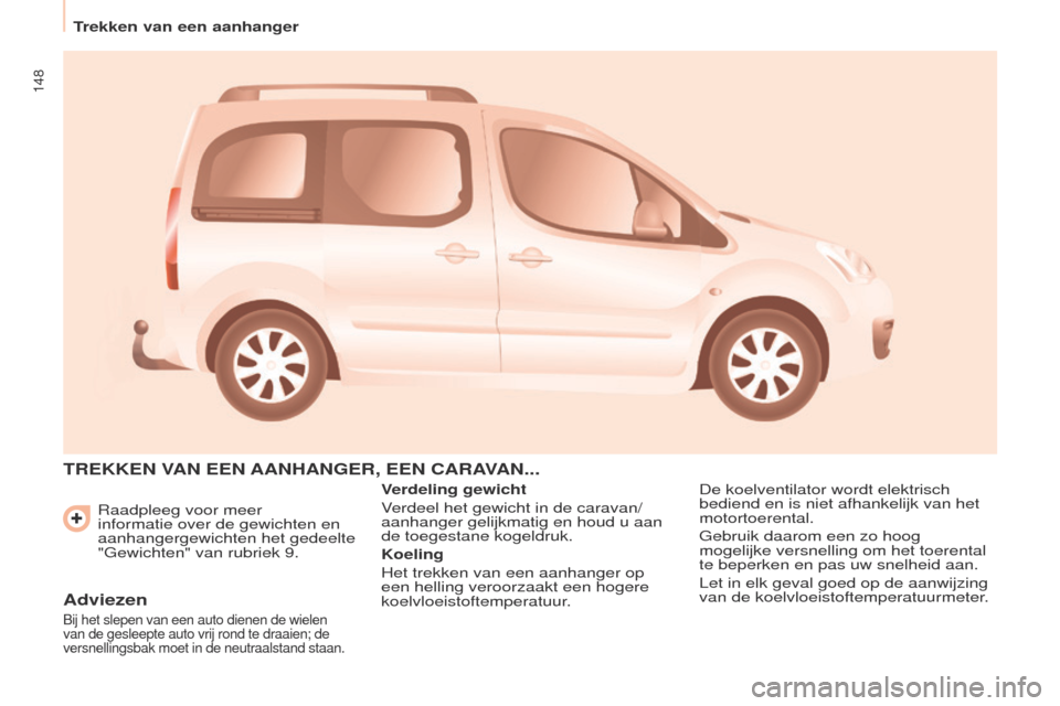 Peugeot Partner Tepee 2017 Handleiding (in Dutch) 148
Partner2VP_nl_Chap06_Accessoire_ed02-2016
Raadpleeg voor meer
informatie over de gewichten en
aanhangergewichten het gedeelte
"g ewichten" van rubriek 9.
TREkkEN VAN EEN AANHANGER , EEN CARA Peugeot Partner Tepee 2017 Handleiding (in Dutch) 148
Partner2VP_nl_Chap06_Accessoire_ed02-2016
Raadpleeg voor meer
informatie over de gewichten en
aanhangergewichten het gedeelte
"g ewichten" van rubriek 9.
TREkkEN VAN EEN AANHANGER , EEN CARA