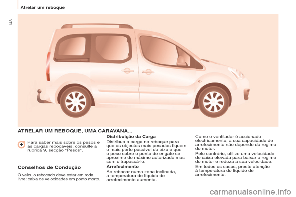 Peugeot Partner Tepee 2017 Manual do proprietário (in Portuguese) 148
Partner2VP_pt_Chap06_Accessoire_ed02-2016
Para saber mais sobre os pesos e
as cargas rebocáveis, consulte a
rubrica 9, secção "Pesos".
ATRELAR UM REBO q UE , UMA CARAVANA ...
Distribuiç Peugeot Partner Tepee 2017 Manual do proprietário (in Portuguese) 148
Partner2VP_pt_Chap06_Accessoire_ed02-2016
Para saber mais sobre os pesos e
as cargas rebocáveis, consulte a
rubrica 9, secção "Pesos".
ATRELAR UM REBO q UE , UMA CARAVANA ...
Distribuiç