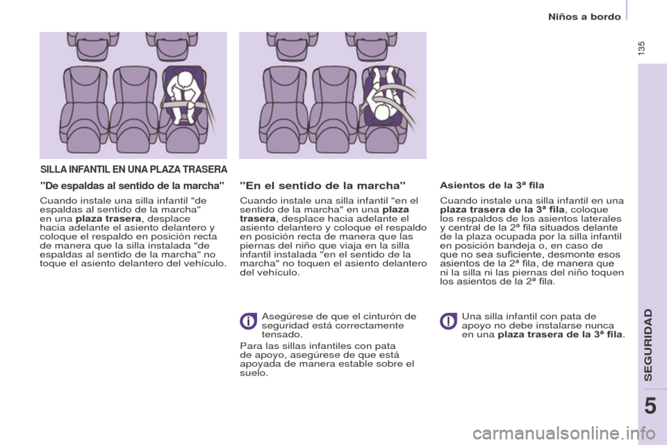 Peugeot Partner Tepee 2016 Manual del propietario (in Spanish) 135 135
SILLA INFANTIL EN UNA PLA z A TRASERA
"De espaldas al sentido de la marcha"
Cuando instale una silla infantil "de
espaldas al sentido de la marcha"
en una plaza trasera, desplace
haci Peugeot Partner Tepee 2016 Manual del propietario (in Spanish) 135 135
SILLA INFANTIL EN UNA PLA z A TRASERA
"De espaldas al sentido de la marcha"
Cuando instale una silla infantil "de
espaldas al sentido de la marcha"
en una plaza trasera, desplace
haci