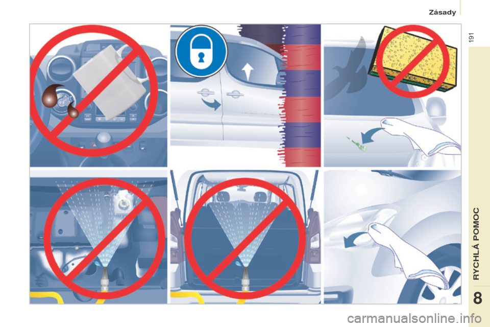 Peugeot Partner Tepee 2015  Návod k obsluze (in Czech) 191
Partner-2-VP_cs_Chap08_Aide-rapide_ed01-2015Partner-2-VP_cs_Chap08_Aide-rapide_ed01-2015 
8 
Z\341sady
R  