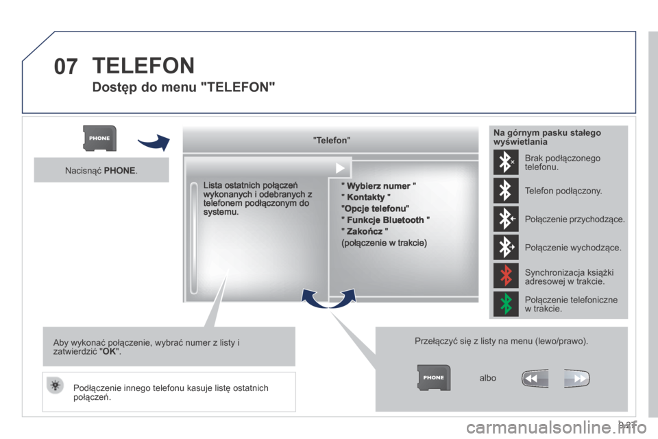 Peugeot Partner Tepee 2014 Instrukcja Obsługi (in Polish) 9.27
07 TELEFON
Dostęp do menu "TELEFON"
" " " " " " " " " " " " " " " " " " TelefonTelefonTelefonTelefonTelefonTelefonTelefonTelefonTelefonT Peugeot Partner Tepee 2014 Instrukcja Obsługi (in Polish) 9.27
07 TELEFON
Dostęp do menu "TELEFON"
" " " " " " " " " " " " " " " " " " TelefonTelefonTelefonTelefonTelefonTelefonTelefonTelefonTelefonT