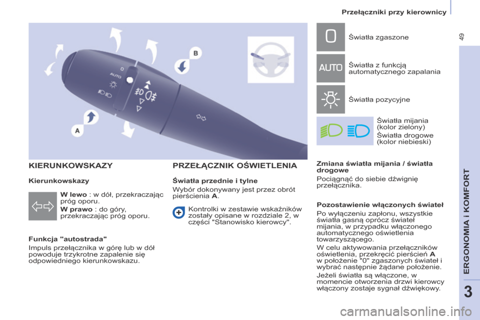 Peugeot Partner Tepee 2014 Instrukcja Obsługi (in Polish) 49
Przełączniki przy kierownicy
ERGONOMIA
i K
ERGONOMIA
i K
ERGONOMIA
OMFORT
3
KIERUNKOWSKAZY
Funkcja "autostrada"
Impuls przełącznika w górę lub w dół
powoduje trzykrotne z Peugeot Partner Tepee 2014 Instrukcja Obsługi (in Polish) 49
Przełączniki przy kierownicy
ERGONOMIA
i K
ERGONOMIA
i K
ERGONOMIA
OMFORT
3
KIERUNKOWSKAZY
Funkcja "autostrada"
Impuls przełącznika w górę lub w dół
powoduje trzykrotne z