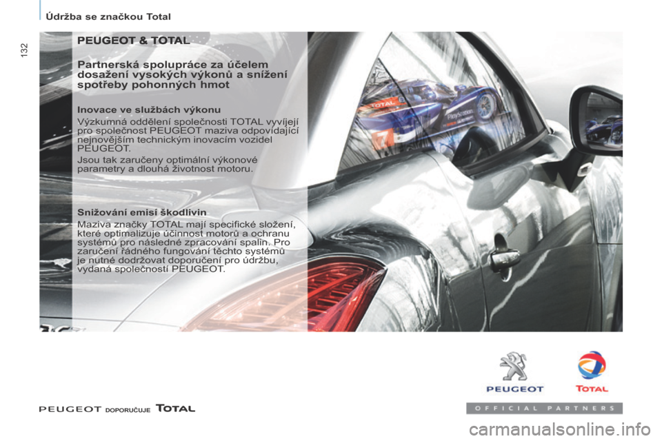 Peugeot Partner Tepee 2014 Návod k obsluze (in Czech) Údržba se značkou Total
132
PEUGEOT & TOTAL
Partnerská spolupráce za účelem
dosažení vysokých výkonů a snížení
spotřeby pohonných hmot
Inovace ve službách výkonu
V Peugeot Partner Tepee 2014 Návod k obsluze (in Czech) Údržba se značkou Total
132
PEUGEOT & TOTAL
Partnerská spolupráce za účelem
dosažení vysokých výkonů a snížení
spotřeby pohonných hmot
Inovace ve službách výkonu
V
