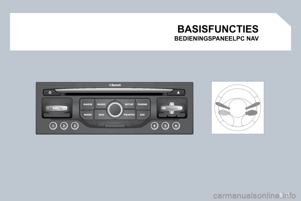 Peugeot Partner Tepee 2009  Handleiding (in Dutch) 9. 19
�0�1 BASISFUNCTIES 
� � �B�E�D�I�E�N�I�N�G�S�P�A�N�E�E�L�P�C� �N�A�V� �     