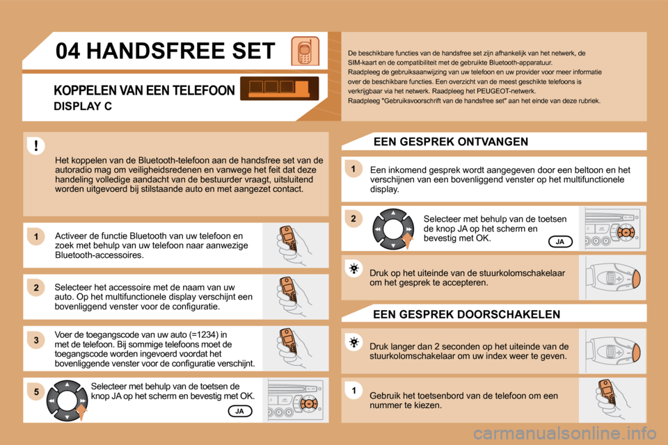 Peugeot Partner Tepee 2009  Handleiding (in Dutch) 11
22
33
11
22
5511
04 HANDSFREE SET 
� �H�e�t� �k�o�p�p�e�l�e�n� �v�a�n� �d�e� �B�l�u�e�t�o�o�t�h�-�t�e�l�e�f�o�o�n� �a�a�n� �d�e� �h�a�n�d�s�f�r�e�e� �s�e�t� �v�a�n� �d�e� �a�u�t�o�r�a�d�i�o� �m�a�g
