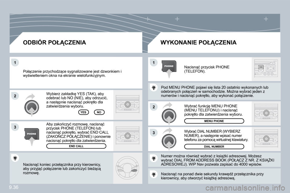 Peugeot Partner Tepee 2009  Instrukcja Obsługi (in Polish) �9�.�3�6
�2
�3
�1�1
�2
�3
� �N�a�c�i�s�n"�ć� �k�o�n�i�e�c� �p�r�z�e�ł"�c�z�n�i�k�a� �p�r�z�y� �k�i�e�r�o�w�n�i�c�y�,� �a�b�y� �p�r�z�y�j"�ć� �p�o�ł"�c�z�e�n�i�e� �l�u�b� �z�a�k�o1�c�z�y�ć� �