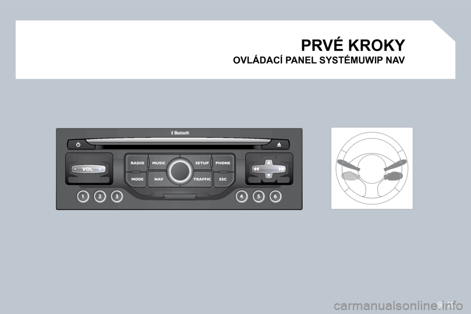 Peugeot Partner Tepee 2009  Užívateľská príručka (in Slovak) 9. 19
�0�1 PRVÉ KROKY 
  OVLÁDACÍ PANEL SYSTÉMUWIP NAV      