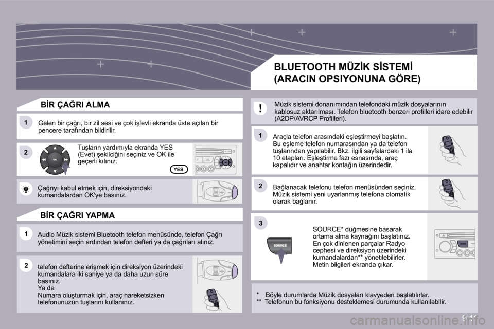 Peugeot Partner Tepee 2009  Kullanım Kılavuzu (in Turkish) 9.11
�1�1
�2�2
�1�1
�1�1
�2�2
�3�3
�2�2
�Y�E�S
� � �B�İ�R� �Ç�A�Ğ�R�I� �A�L�M�A� 
� �G�e�l�e�n� �b�i�r� �ç�a�ğ�r�ı�,� �b�i�r� �z�i�l� �s�e�s�i� �v�e� �ç�o�k� �i�ş�l�e�v�l�i� �e�k�r�a�n�d�a� �
