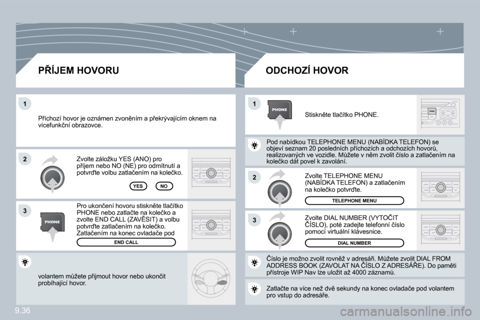 Peugeot Partner Tepee 2009  Návod k obsluze (in Czech) �9�.�3�6
�2
�3
�1�1
�2
�3
�v�o�l�a�n�t�e�m� �mA�ž�e�t�e� �p9�i�j�m�o�u�t� �h�o�v�o�r� �n�e�b�o� �u�k�o�n�č�i�t� �p�r�o�b�í�h�a�j�í�c�í� �h�o�v�o�r�.� � 
� �Z�v�o�l�t�e� �z�á�l�o�ž�k�u� �Y�E�S