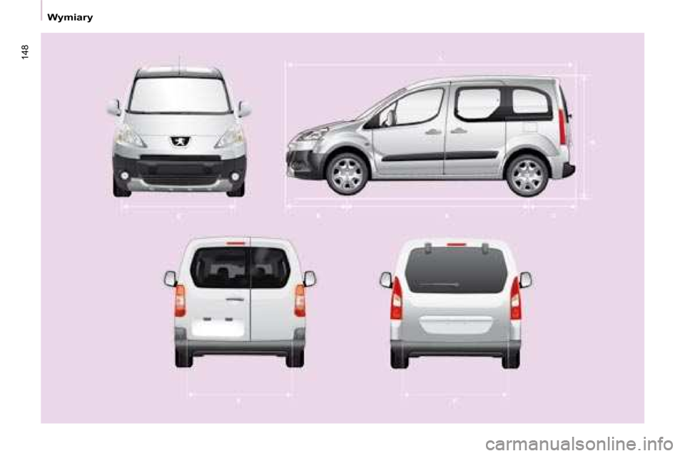 Peugeot Partner Tepee 2008.5  Instrukcja Obsługi (in Polish) 148
� � � �W�y�m�i�a�r�y� � �   