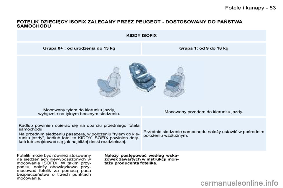 Peugeot Partner VP 2007  Instrukcja Obsługi (in Polish) �5�3�F�o�t�e�l�e� �i� �k�a�n�a�p�y�-
�F�O�T�E�L�I�K� �D�Z�I�E�C�I	�C�Y� �I�S�O�F�I�X� �Z�A�L�E�C�A�N�Y� �P�R�Z�E�Z� �P�E�U�G�E�O�T� �-� �D�O�S�T�O�S�O�W�A�N�Y� �D�O� �P�A0�S�T�W�A� 
�S�A�M�O�C�H�O�D