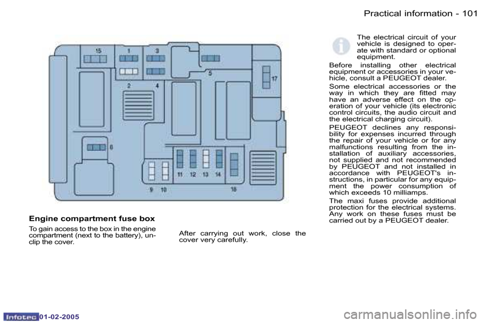 Peugeot Partner VP 2005  Owners Manual �1�0�0 �-
�0�1�-�0�2�-�2�0�0�5
�1�0�1
�-
�0�1�-�0�2�-�2�0�0�5
�T�h�e�  �e�l�e�c�t�r�i�c�a�l�  �c�i�r�c�u�i�t�  �o�f�  �y�o�u�r�  
�v�e�h�i�c�l�e�  �i�s�  �d�e�s�i�g�n�e�d�  �t�o�  �o�p�e�r�-
�a�t�e� �