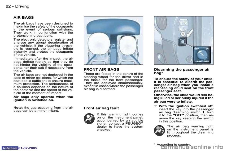 Peugeot Partner VP 2005 Manual Online �8�2 �-
�0�1�-�0�2�-�2�0�0�5
�8�3
�-
�0�1�-�0�2�-�2�0�0�5
�A�I�R� �B�A�G�S
�T�h�e� �a�i�r� �b�a�g�s� �h�a�v�e � �b�e�e�n� �d�e�s�i�g�n�e�d� �t�o� 
�m�a�x�i�m�i�s�e� �t�h�e� �s�a�f�e�t�y� �o�f� �t�h�e�