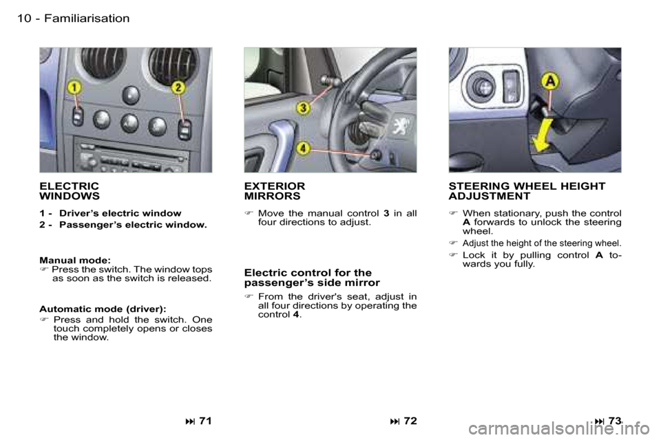 Peugeot Partner VP Dag 2007  Owners Manual �F�a�m�i�l�i�a�r�i�s�a�t�i�o�n�1�0 �-
�E�L�E�C�T�R�I�C� �  
�W�I�N�D�O�W�S
�1� �-�  �D�r�i�v�e�r�’�s� �e�l�e�c�t�r�i�c� �w�i�n�d�o�w 
�2� �-�  �P�a�s�s�e�n�g�e�r�’�s� �e�l�e�c�t�r�i�c� �w�i�n�d�o�