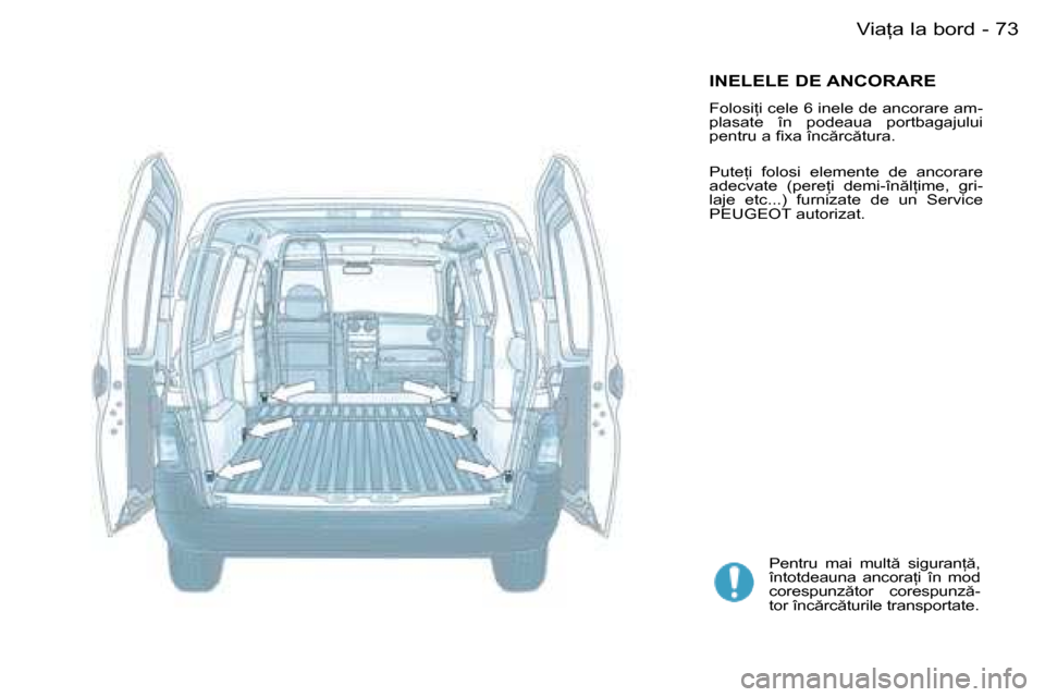 Peugeot Partner VU 2007  Manualul de utilizare (in Romanian) 73
-
�V�i�a �a� �l�a� �b�o�r�d
�I�N�E�L�E�L�E� �D�E� �A�N�C�O�R�A�R�E
�F�o�l�o�s�i �i� �c�e�l�e� �6� �i�n�e�l�e� �d�e� �a�n�c�o�r�a�r�e� �a�m
-
�p�l�a�s�a�t�e�  �î�n�  �p�o�d�e�a�u�a�  �p�o�r�t�b�a