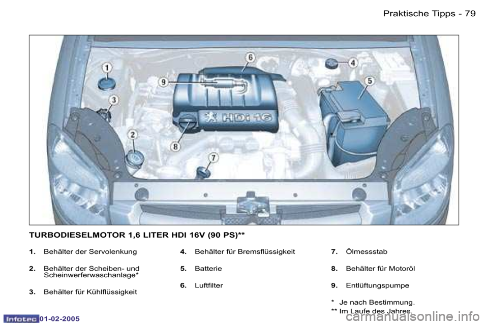 Peugeot Partner VU 2005  Betriebsanleitung (in German) �P�r�a�k�t�i�s�c�h�e� �T�i�p�p�s�7�8 �-
�0�1�-�0�2�-�2�0�0�5
�7�9�P�r�a�k�t�i�s�c�h�e� �T�i�p�p�s�-
�0�1�-�0�2�-�2�0�0�5
�1�.�  �B�e�h�ä�l�t�e�r� �d�e�r� �S�e�r�v�o�l�e�n�k�u�n�g
�2�. �  �B�e�h�ä�l�