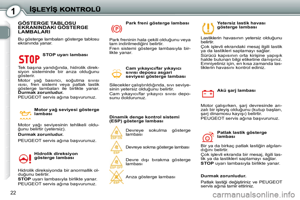 Peugeot 407 2010  Kullanım Kılavuzu (in Turkish) 1
22
� � �A�k�ü� �ş�a�r�j� �l�a�m�b�a�s�ı� 
� �M�o�t�o�r�  �ç�a�l�ı�ş�ı�r�k�e�n�,�  �ş�a�r�j�  �d�e�v�r�e�s�i�n�d�e�  �a�r�ı�- 
�z�a�l�ı� �b�i�r� �i�ş�l�e�y�i�ş� �o�l�d�u�ğ�u�n�u� �(�k�u�