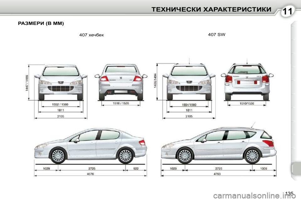 Peugeot 407 2010  Ръководство за експлоатация (in Bulgarian) 1111i?ldBn?haB� lWgWai?gBhiBaB
135
� gWAc?gB� �(Y� cc�)� 
� �4�0�7� o_qx_d� � �4�0�7� �S�W�      